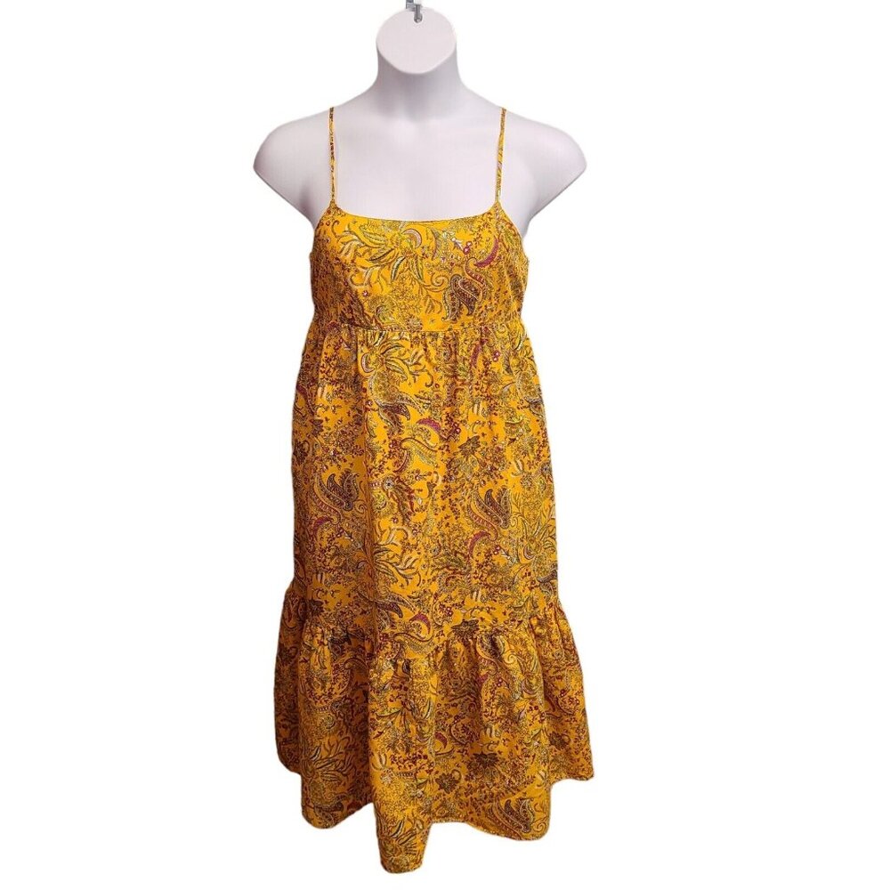 Goodthreads Sundress Womens M Floral Print Tiered Linen Blend Spaghetti …